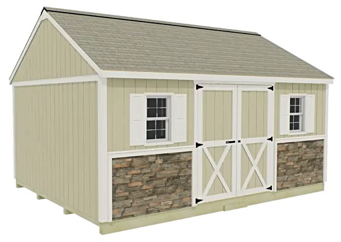 Crafter's Connection 12x16 Pre-Cut Wood Shed - Centered Eave Door Crafter's Connection 12x16 Pre-Cut Wood Shed - Centered Eave Door