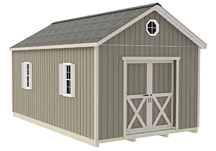 Shedquarters 12x20 Pre-Cut Wood Shed Kit w/ Sliding Gable Doors Shedquarters 12x20 Pre-Cut Wood Shed Kit w/ Sliding Gable Doors