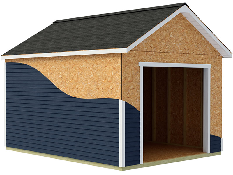Tailored Titan 12x16 Prepped for Vinyl - Pre-Cut Wood Garage Kit Tailored Titan 12x16 Prepped for Vinyl - Pre-Cut Wood Garage Kit