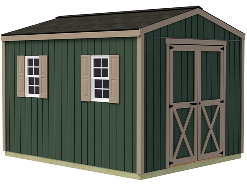 Handmade Haven 10x12 Pre-Cut Wood Shed Kit - Centered Gable Door Handmade Haven 10x12 Pre-Cut Wood Shed Kit - Centered Gable Door