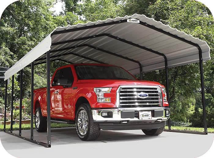 Arrow 12x20x7 Steel Auto Carport Kit - Eggshell Arrow 12x20x7 Steel Auto Carport Kit - Eggshell