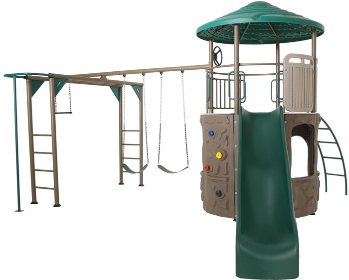 Lifetime Adventure Tower Deluxe Swing Set - Earthtone Lifetime Adventure Tower Deluxe Swing Set - Earthtone