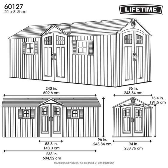 Lifetime 20x8 New Style Storage Shed Kit w/ Floor 60127