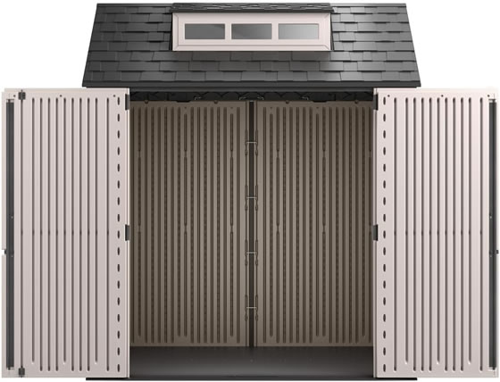 Rubbermaid 7x7 Easy Install Resin Shed - Double Doors - Gray (2145548) 