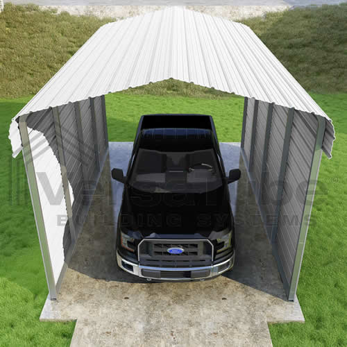 Versatube 2-Sided 12x20x10 Carport - Easy Drive Thru Access