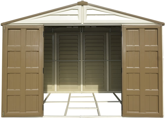 DuraMax Vinyl Woodbridge Plus Shed with Foundation Kit Included!