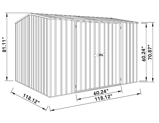 Absco Premier 10x10 Metal Storage Shed Kit Measurements