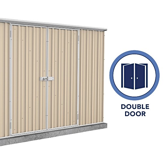 It also comes with double wide doors for easy access and easy storage!