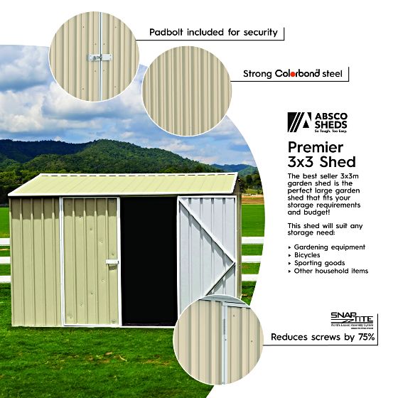 Absco Premier Metal Storage Shed Kit Features: