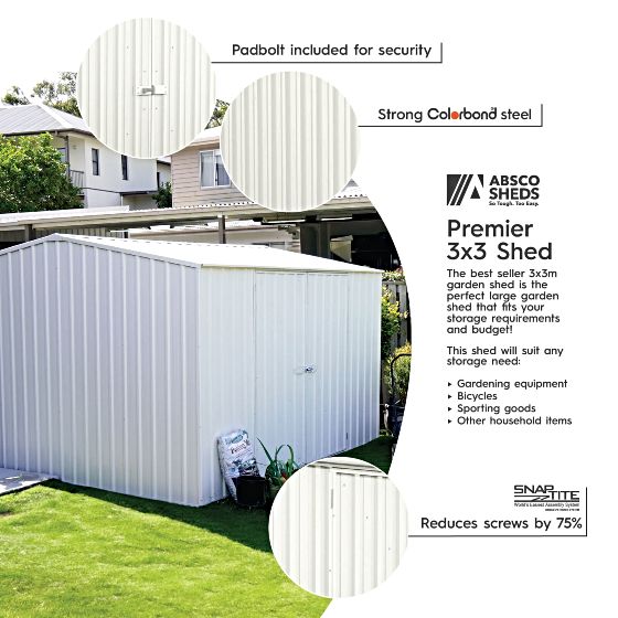 Absco Premier Metal Storage Shed Kit Features: