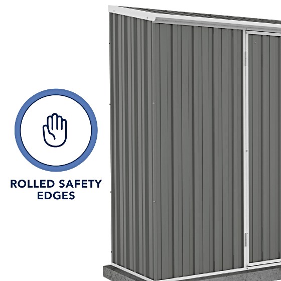 The shed comes with rolled safety edges for easy assembly and security!