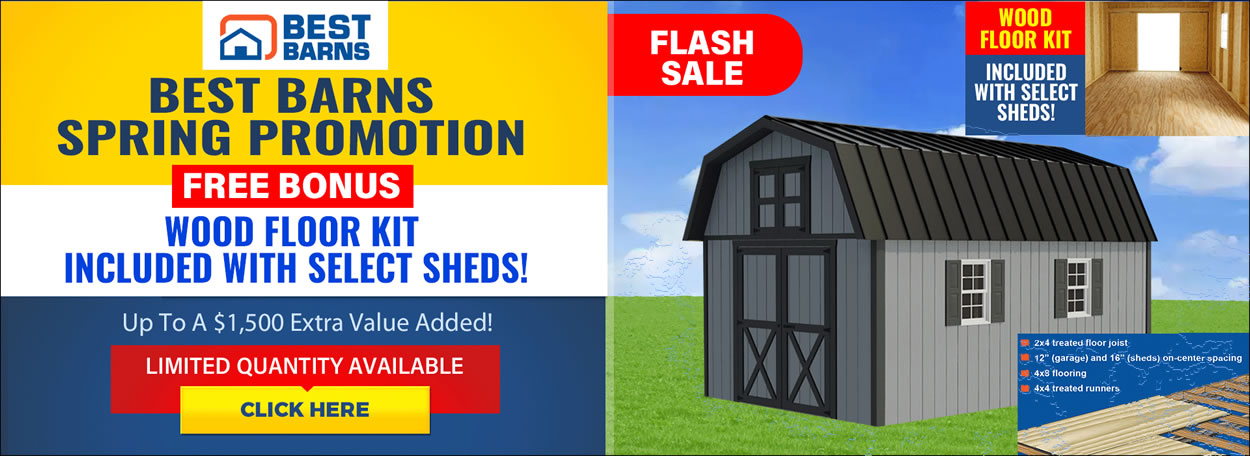 Best Barns Wood Sheds & Garages Free Wood Floor Sale - Ends May 25th