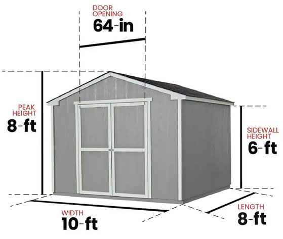 Cumberland 10x8 Wood Shed Kit Measurements Diagram