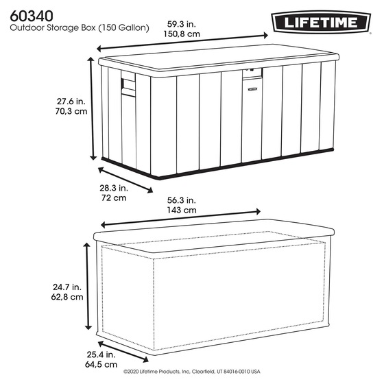 Lifetime Sheds 150 Gallon Outdoor Storage Deck Box 