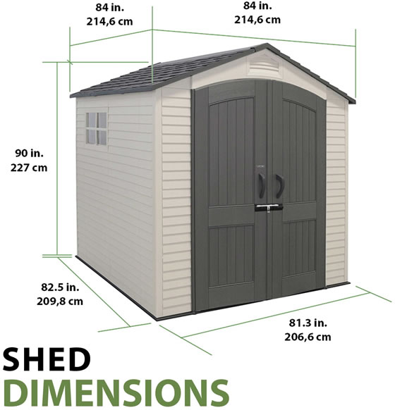 Lifetime 7x7 Storage Shed Measurements Diagram