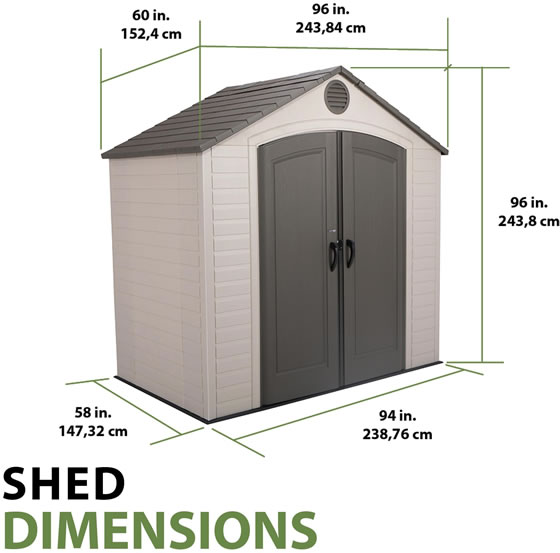 Lifetime 8x5 Shed Kit 6418 Measurements Diagram